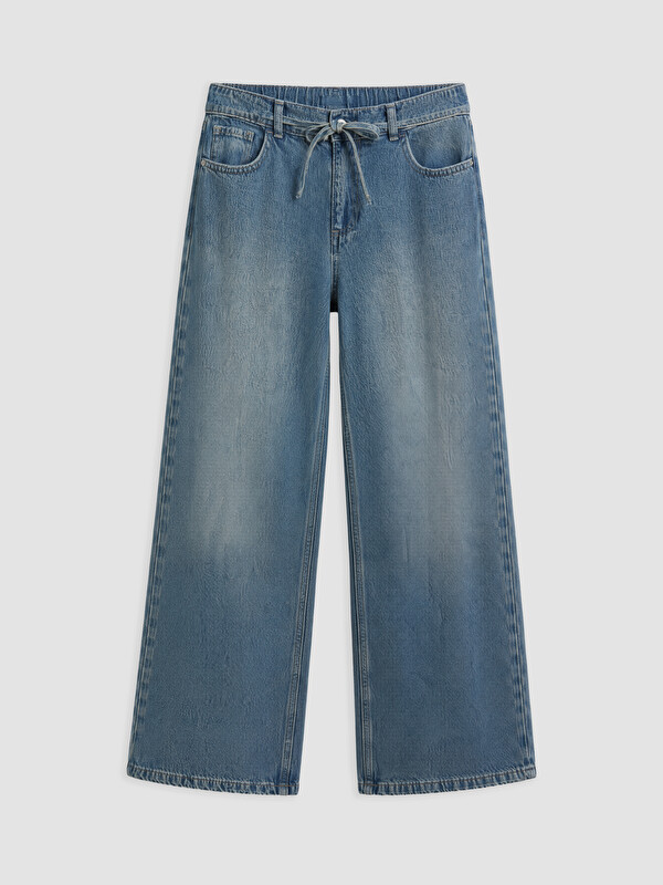 LCW Jeans Beli Lastikli Wideleg Kadın Jean Pantolon