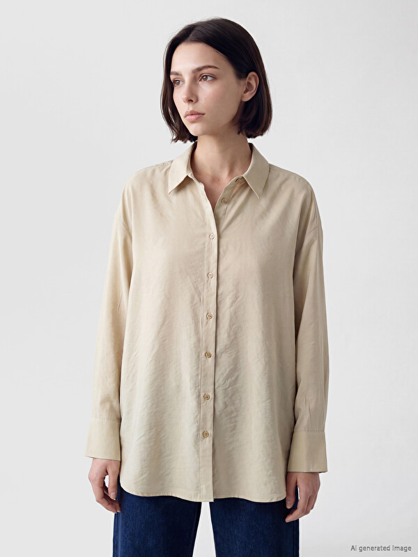 LCW Modest Oversize Modal Karışımlı Kadın Gömlek Tunik
