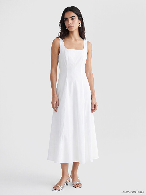 LCW Vision Square Neck Flared Dress