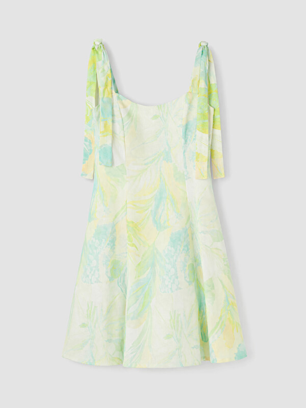 LCW Vision Kare Yaka Desenli Peplum Mini Elbise