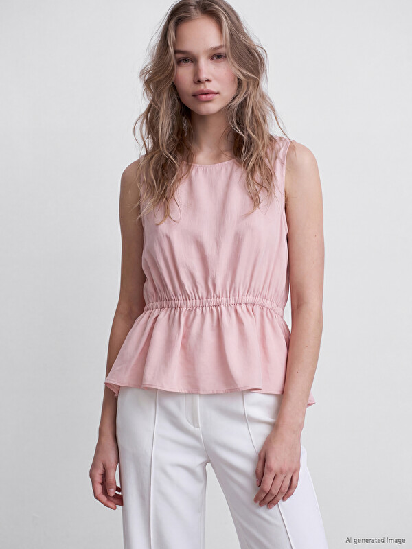 LCW Vision Bisiklet Yaka Peplum Bluz