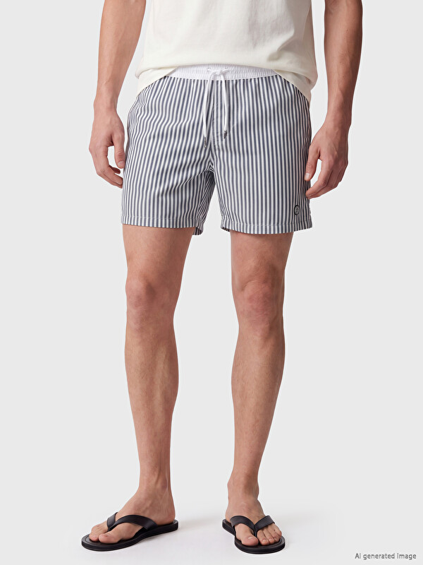 LCW SWIMWEAR Kısa Boy Çizgili Erkek Deniz Şortu