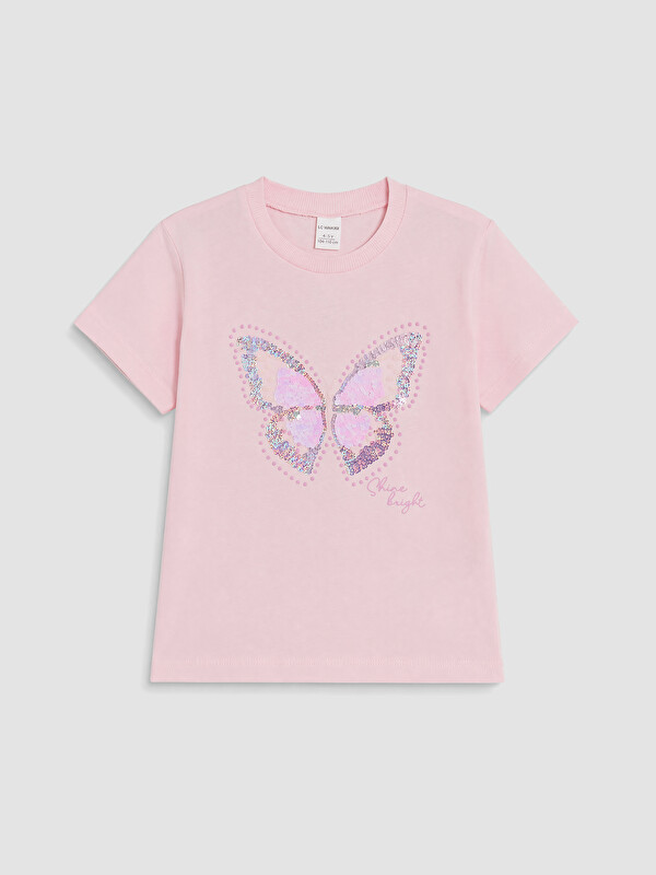 LCW Kids Pul İşlemeli Kız Çocuk Tişört