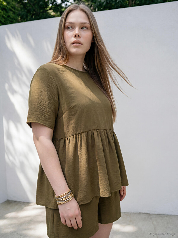 LCWAIKIKI Curve Plus Size Peplum Blouse