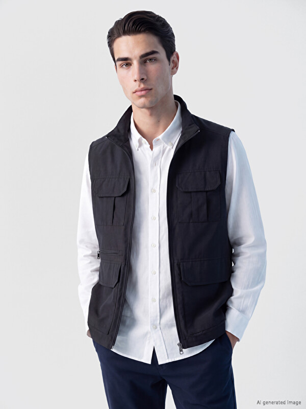 LCWAIKIKI Classic Regular Fit Mock Neck Men's Hunter Gilet