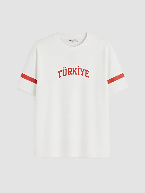 LCW Comfort Türkiye Baskılı %100 Pamuklu Kadın Tişört