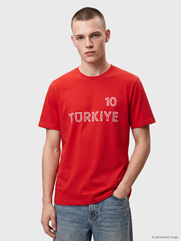XSIDE Bisiklet Yaka Türkiye Baskılı Erkek Tişört