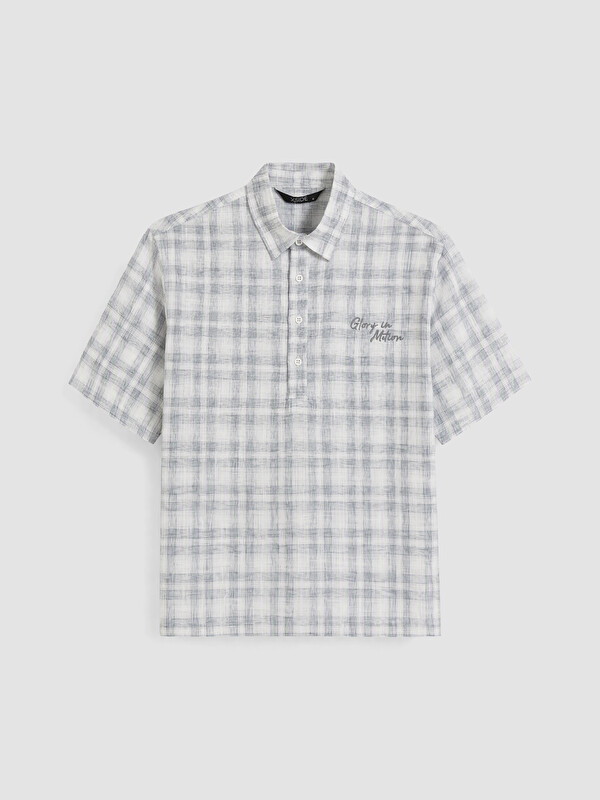 XSIDE Loose Fit Ekose Nakışlı Erkek Gömlek