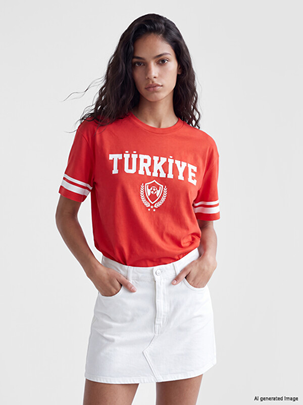 XSIDE Türkiye Baskılı Oversize Kadın Tişört