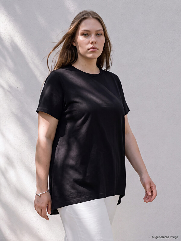 LCWAIKIKI Curve Majica kratkih rukava od 100% pamuka za Žene, plus size