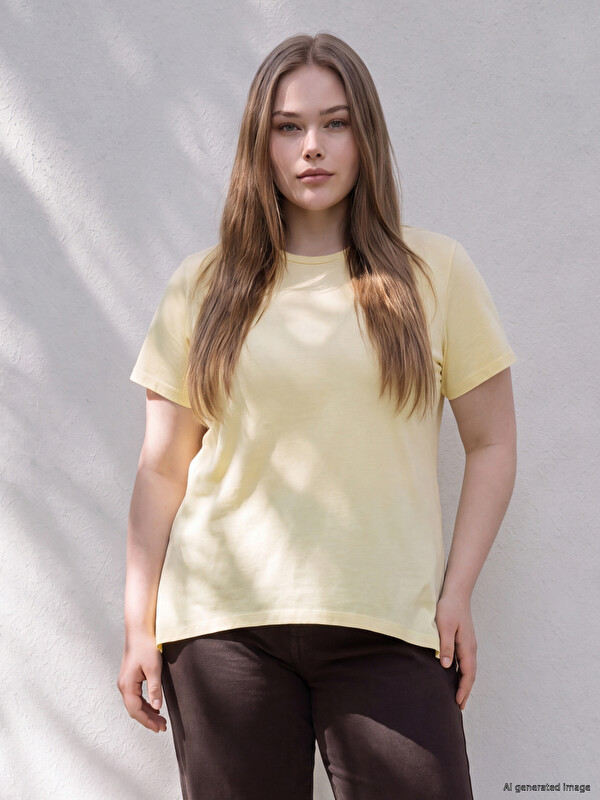 LCW Curve Plus Size 100% Cotton Women's T-Shirt