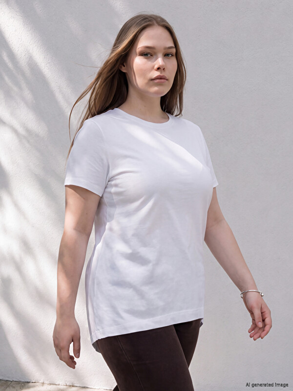 LCWAIKIKI Curve Majica kratkih rukava od 100% pamuka za Žene, plus size