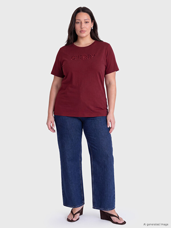LCW Curve Plus Size Embroidered %100 Cotton Blouse