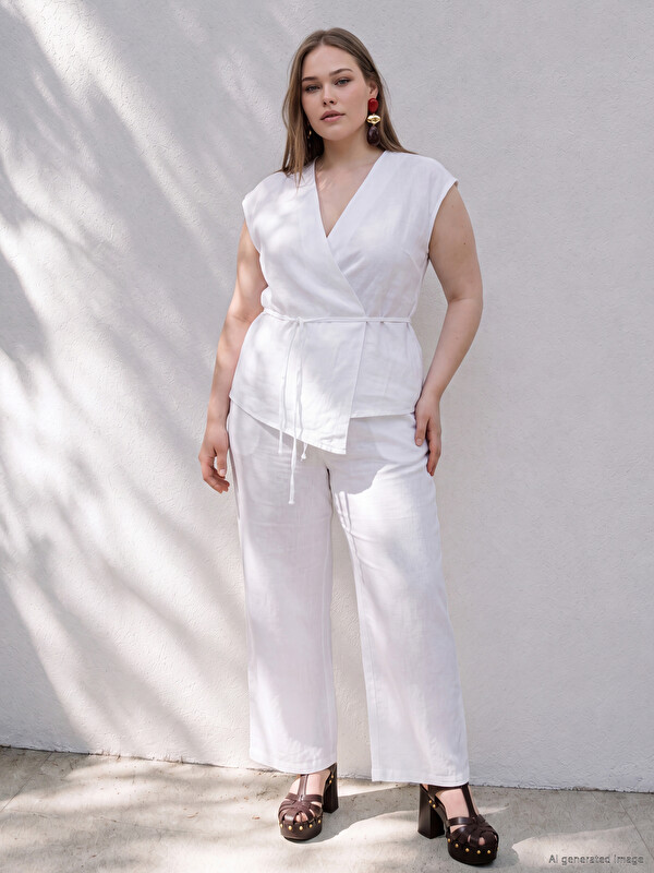 LCWAIKIKI Curve Plus Size Elastic Waist Women's Trousers