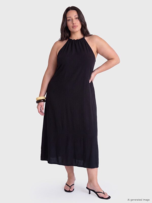 LCW Curve Plus Size Halter Neck Dress