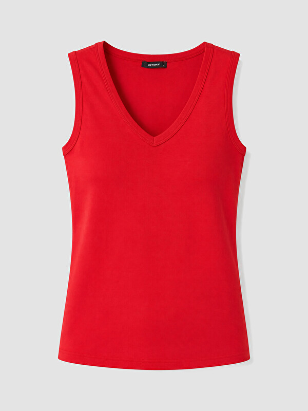 LCWAIKIKI Curve Plus Size V Neck Women's Tank Top