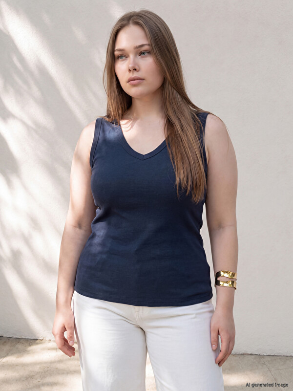 LCW Curve Plus Size V Neck Women's Tank Top
