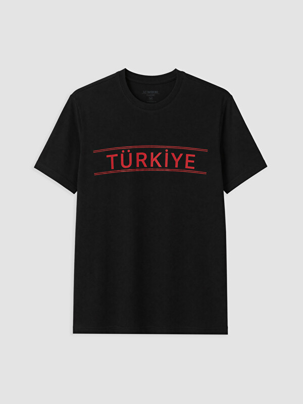 LCWAIKIKI Classic Bisiklet Yaka Türkiye Baskılı Erkek Tişört