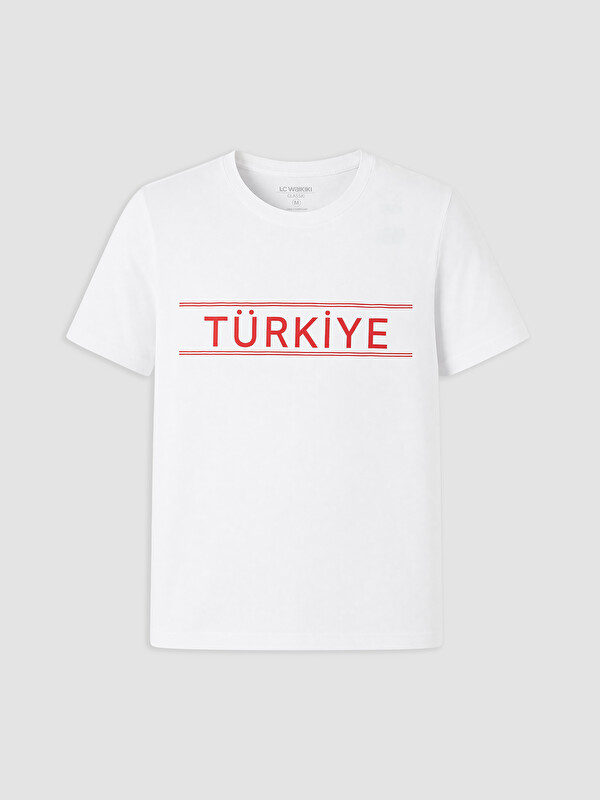 LCWAIKIKI Classic Bisiklet Yaka Türkiye Baskılı Erkek Tişört