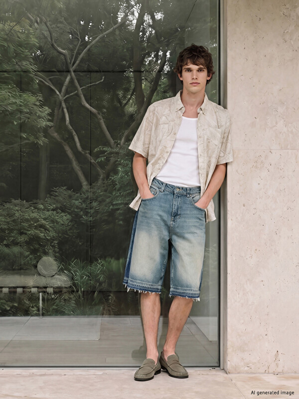 XSIDE Loose Fit Erkek Jean Şort