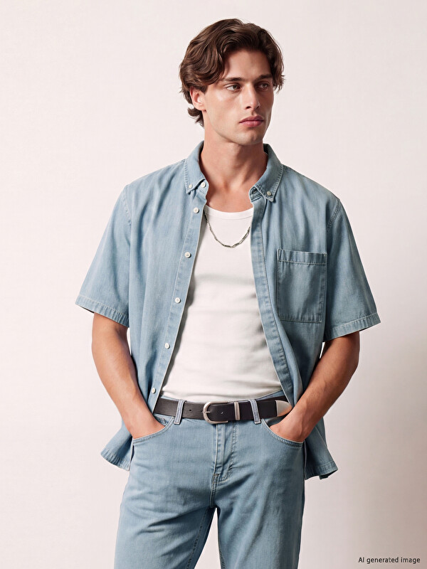 XSIDE Regular Fit Erkek Jean Gömlek