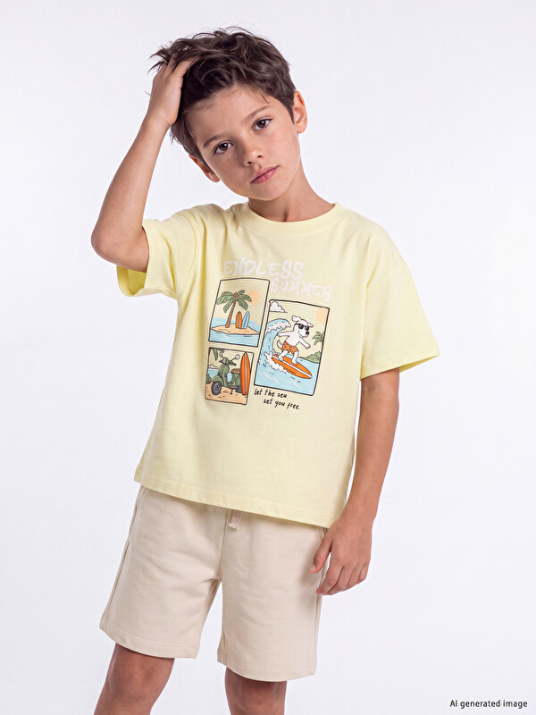 LCW Kids Printed Boys' Shorts Set