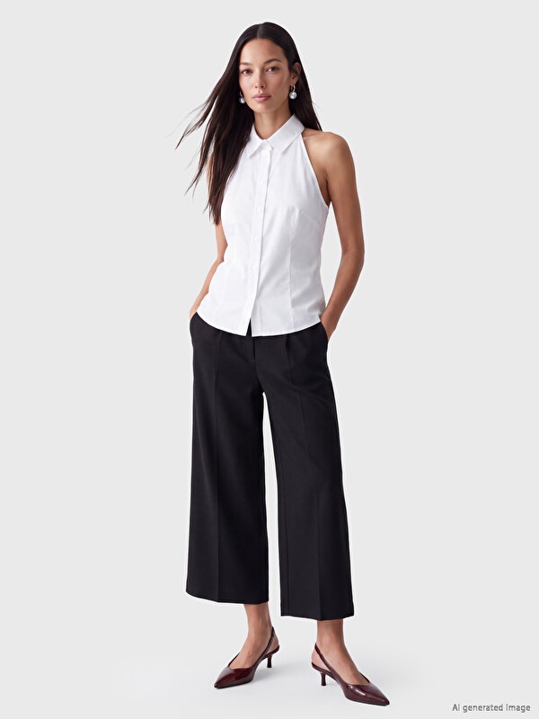 LCWAIKIKI Classic Elastic Waist Linen Blend Women's Pleated Trousers