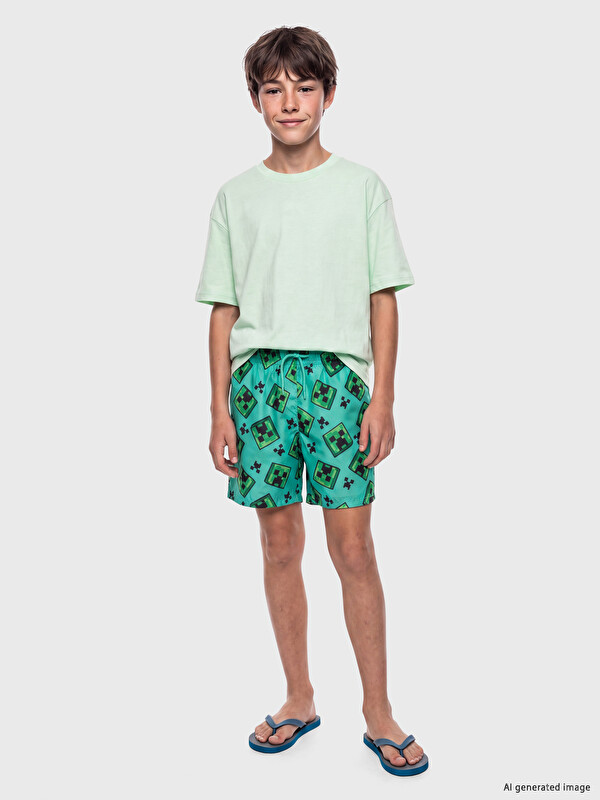 LCW Kids Minecraft Printed Boys' Swimming Shorts