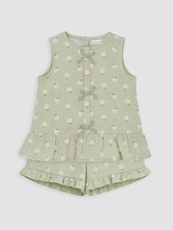 LCW baby Daisy Patterned Baby Girls' Shorts Set