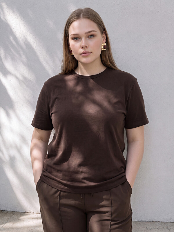 LCWAIKIKI Curve Majica kratkih rukava za Žene, plus size, 100% pamuk