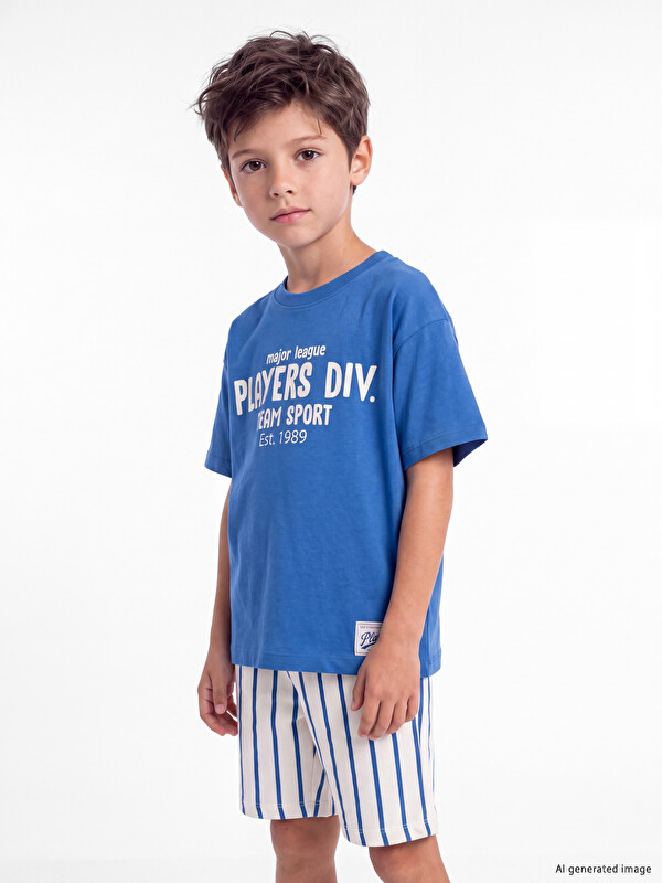 LCW baby Boys' Printed T-Shirt and Striped Shorts