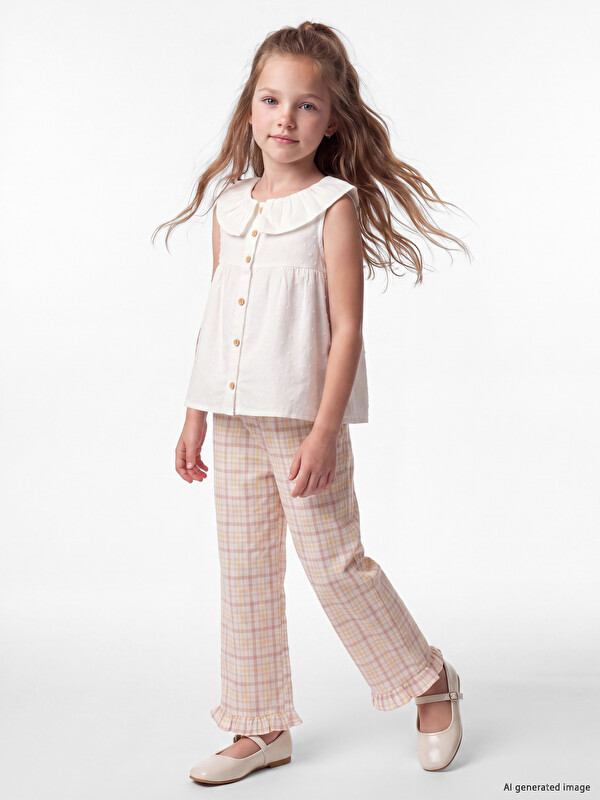 LCW Kids Ekose Kız Çocuk Pantolon