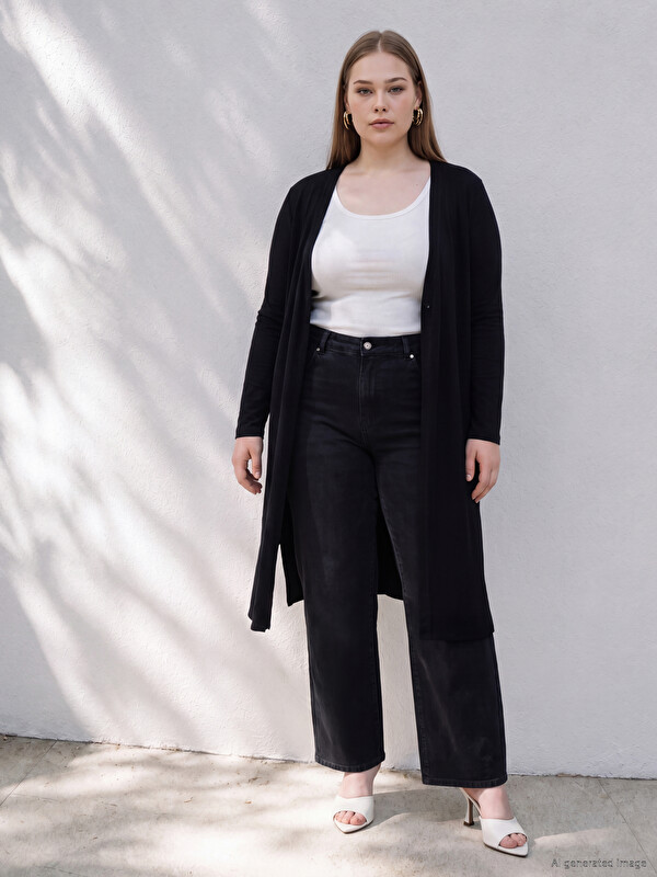 LCWAIKIKI Curve Plus Size Shawl Collar Women's Cardigan