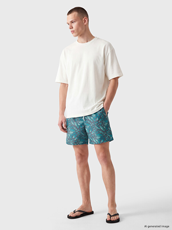 LCW SWIMWEAR Kısa Boy Desenli Erkek Deniz Şortu