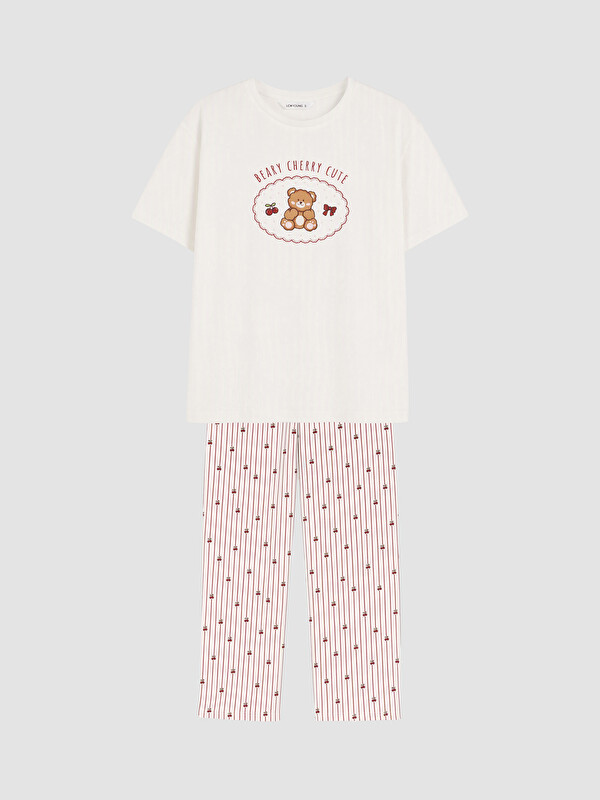 LCW Young Crew Neck Printed Women's Pyjamas Set