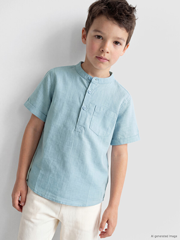 LCW Kids Chemise basique à manches courtes avec col officier pour garçon