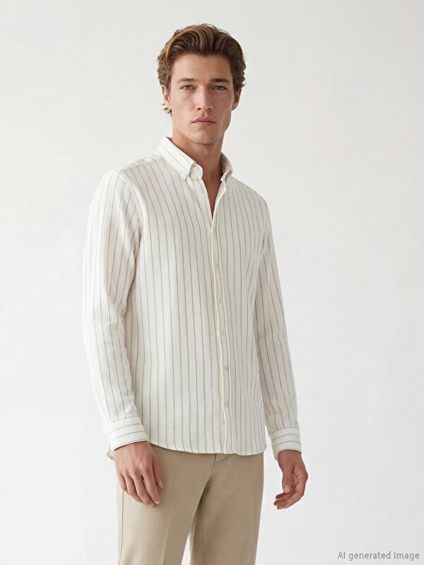 SOUTHBLUE Slim Fit Uzun Kollu Çizgili Erkek Gömlek