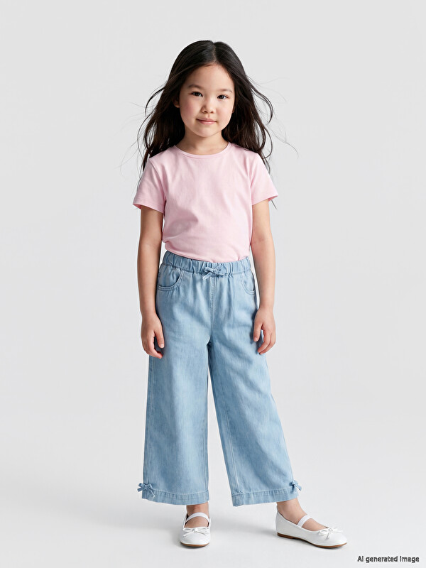 LCW Kids Elastic Waist Comfortable Girls' Jeans