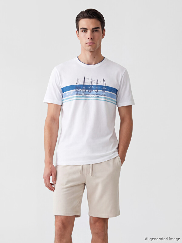 LCWAIKIKI Classic Crew Neck Short Sleeve Printed Combed Cotton Men's T-shirt
