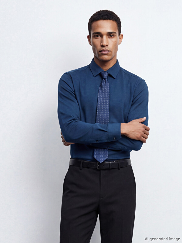 LCW BUSINESS Slim Fit Long Sleeve Dobby Men's Shirt