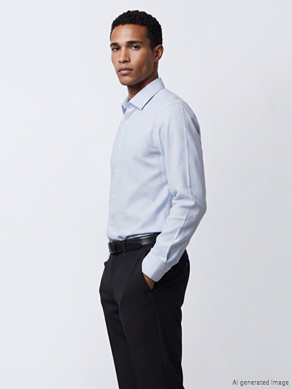 LCW BUSINESS Slim Fit Long Sleeve Dobby Men's Shirt