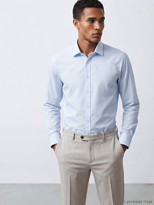 LCW BUSINESS Slim Fit Long Sleeve Poplin Men's Shirt