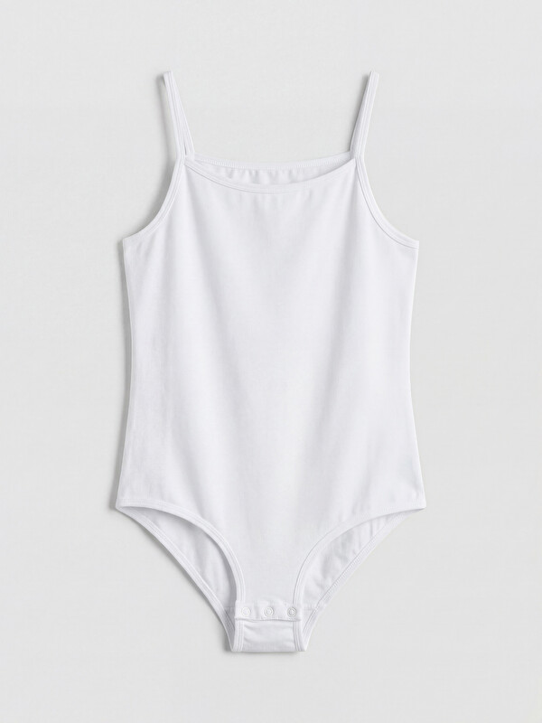 LCW Kids Square Neck Strappy Girls' Snap Bodysuit