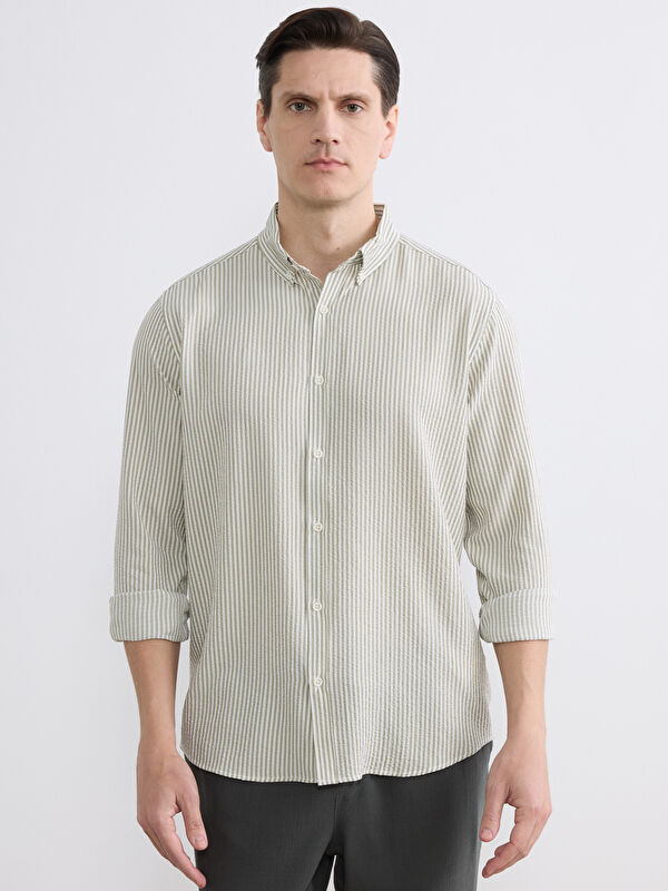 LCW Vision Slim Fit Striped Dobby Men's Shirt