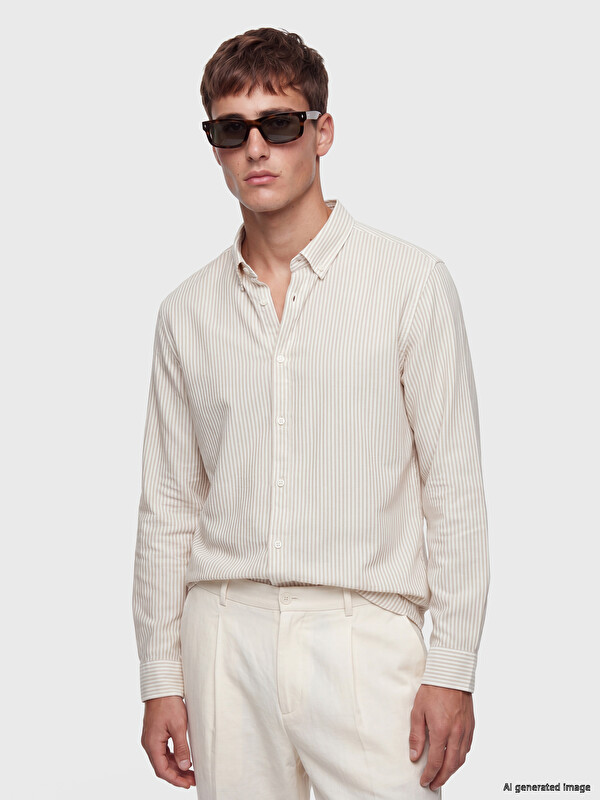 LCW Vision Slim Fit Striped Dobby Men's Shirt