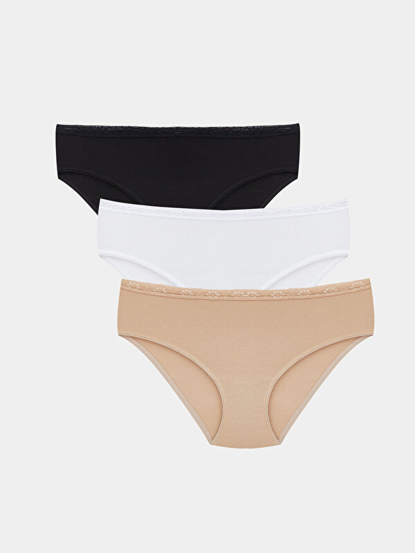 LCW DREAM Lace Detail Bikini Knickers 3-Pack