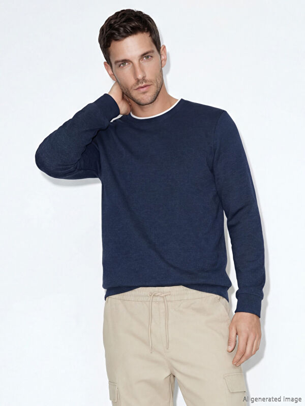 LCWAIKIKI Classic Bisiklet Yaka Erkek Sweatshirt