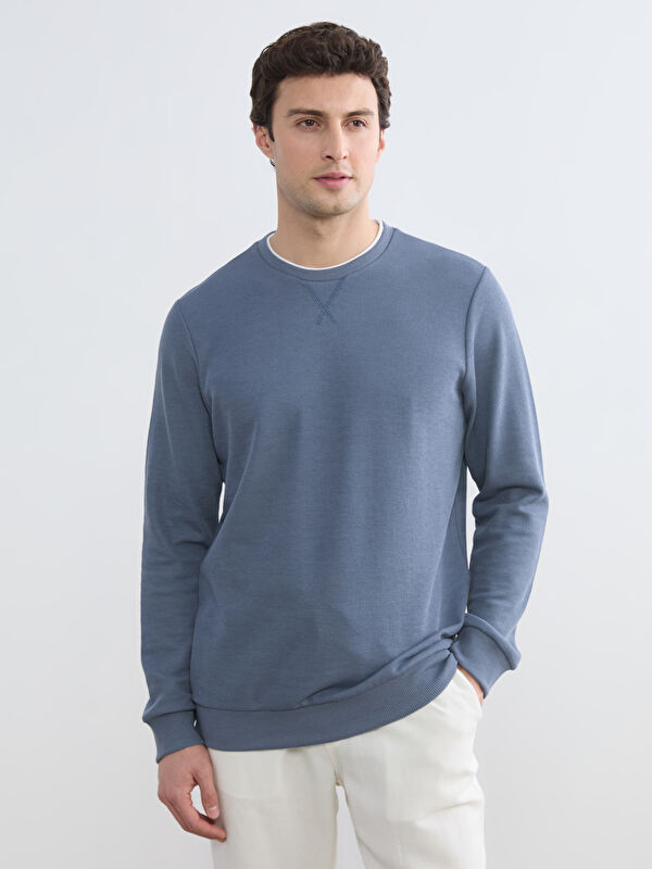 LCWAIKIKI Classic Bisiklet Yaka Erkek Sweatshirt