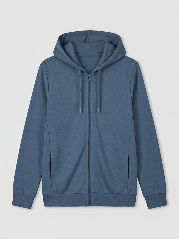 LCWAIKIKI Basic Kapüşonlu Erkek Fermuarlı Sweatshirt