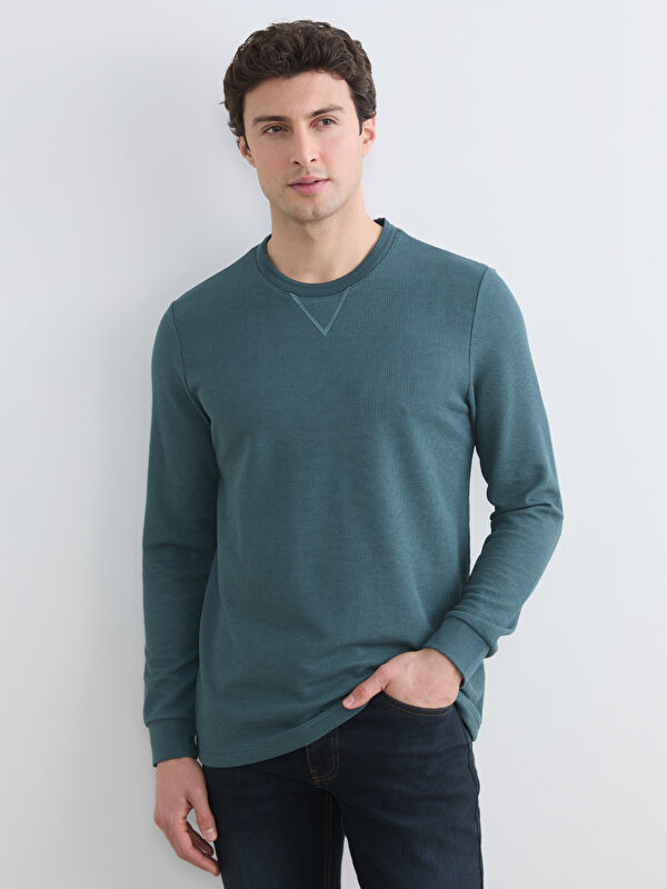 LCWAIKIKI Classic Bisiklet Yaka Erkek Sweatshirt